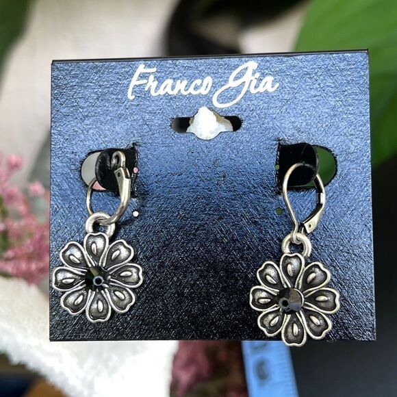 Silver Floral Drop Franco Gia Earrings $16ea / 3 for $25 - Picture 5 of 6